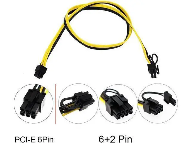 Alt view image 2 of 7 - 5PCS 100cm PCI-E 6Pin to 8Pin (6+2Pin) GPU Power Extension Cable, 18AWG Heavy-Duty PCIe Cable for BTC Mining Rig