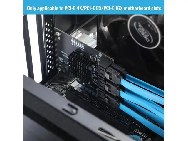 Alt view image 5 of 7 - PCIe 4X to 6-Port SATA 3.0 Expansion Card, 6Gbps SATA Controller Card with LED Activity Indicator, Comes with 6 SATA Data Cables & 15-Pin Power Cord, Compatible with Windows & Linux Systems