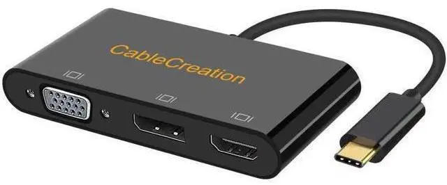 Main image of 3 in 1 MST USB-C Multiport Video Adapter, Type-C to HDMI VGA DisplayPort Converter, Triple Multi-Screen Display, Black Dock Compatible with MacBook Pro 2020, iPad Pro 2018, Dell XPS, HP Spectre x360,