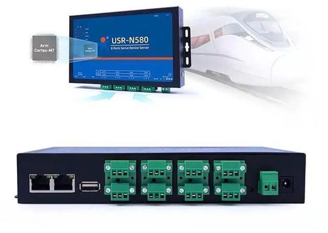 Alt view image 3 of 4 - USR-N580 8-Port RS485 Serial Device Server Dual Ethernet Ports Modbus RTU to TCP Converter with TX/RX Indicator Lights