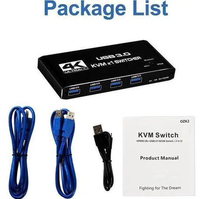 Alt view image 7 of 7 - 2 Port USB-C HDMI 2.0 KVM Switch 4K@60Hz, 2 in 1 Out KVM Console with 4 USB 3.0 Ports for 2 PCs Share Monitor Keyboard Mouse