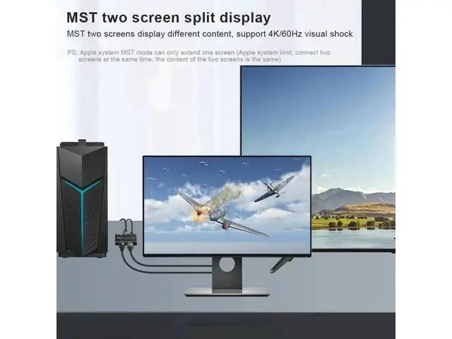 Alt view image 7 of 7 - DP to DP+HDMI Mixed Output Splitter, 8K@30Hz 4K@120Hz UHD Video Distributor for Laptop PC to TV Projector Dual Display