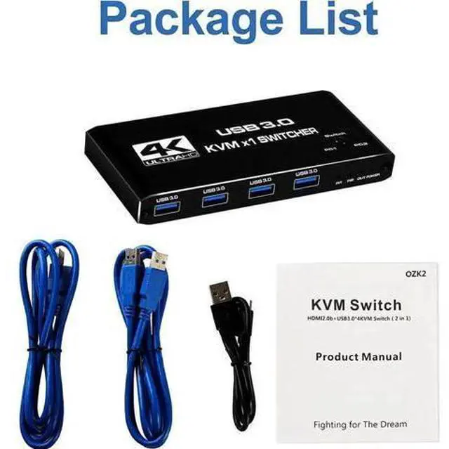 Alt view image 5 of 7 - 2 Port USB-C HDMI 2.0 KVM Switch 4K@60Hz, 2 In 1 Out KVM Switcher with 4 USB 3.0 Ports for 2 USB-C Laptops Share Monitor Keyboard Mouse