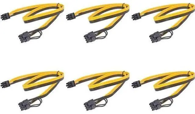 Main image of 6 Pack 80cm PCIe 6Pin to 6+2 Pin GPU Power Cable, PCI Express 6/8 Pin Converter Cord for BTC Mining Rigs & Server Graphics Cards