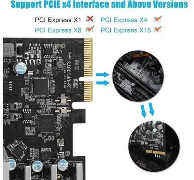 Alt view image 4 of 7 - 7-Port PCIe USB 3.2 Gen2 Expansion Card, 10Gbps High Speed PCI Express Hub Adapter (3×USB-C + 4×USB-A) with Stable Power Circuit for Desktop Motherboard