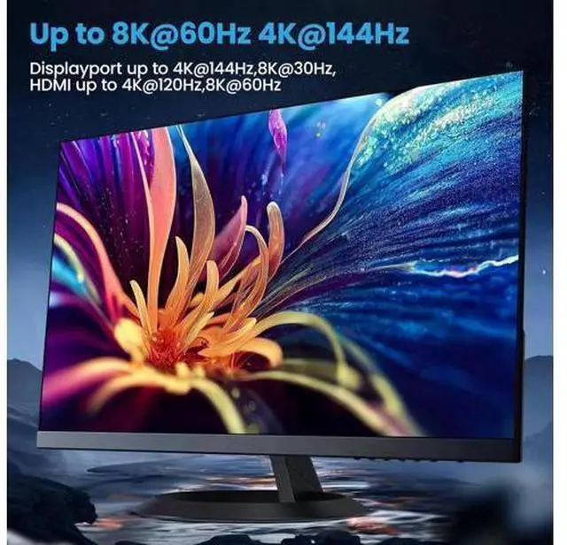 Alt view image 6 of 7 - 3 PCs Triple Monitor 1HDMI+2DP Hybrid KVM Switch, HDMI 8K@60Hz 4K@120Hz, DP 8K@30Hz 4K@144Hz, 4 USB 3.0 Ports, Wired Remote & 3 USB Cables Included for 3 Hosts Share 3 Displays