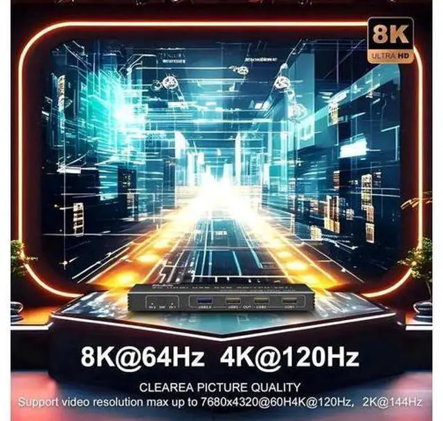 Alt view image 3 of 7 - 2 Port HDMI USB 3.0 KVM Switch 8K@60Hz, 2 In 1 Out KVM Switcher for 2 PCs Share 1 Monitor Keyboard Mouse Printer Scanner, With Desktop Controller