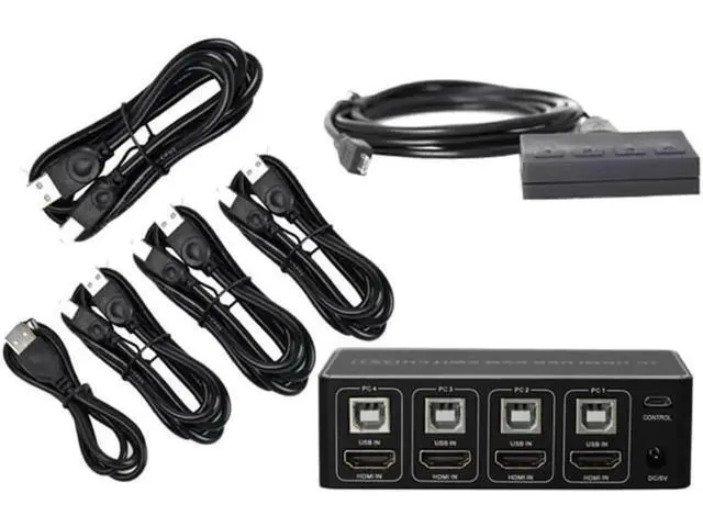 Alt view image 4 of 4 - 4 Port 4-In-1-Out HDMI KVM Switch, 4K@30Hz 1080P@60Hz USB KVM Switcher for 4 PCs Laptops, Share Monitor Keyboard Mouse, Support Win7 Win10 Mac