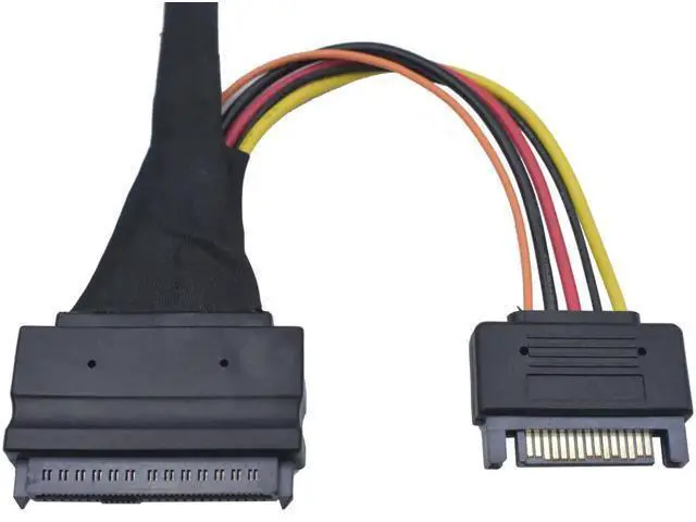 Alt view image 6 of 6 - 50cm/1.6ft PCIe 4.0 M.2 M-Key to SFF-8639 U.2 NVMe Cable Adapter with 15Pin SATA Power Supply