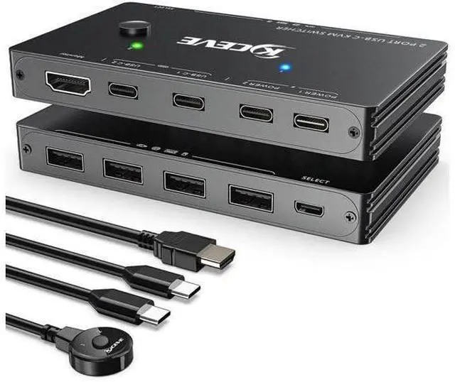 Main image of 2 Port USB-C KVM Switch 4K@60Hz, Type-C KVM Switcher with 87W PD Fast Charging for 2 Computers Share Monitor Keyboard Mouse