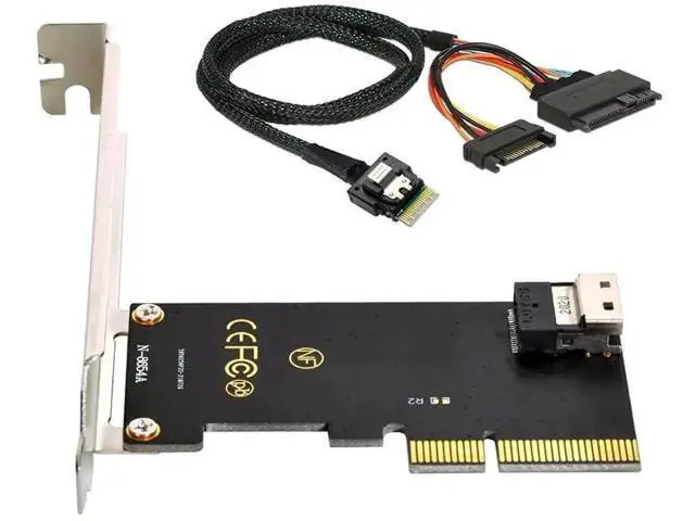Alt view image 2 of 7 - PCIe 3.0 4.0 SFF-8654 Slimline SAS to SFF-8639 U.2 NVMe SSD Cable, Slimline SAS Adapter Cable for Motherboard U2 PCIe SSD Storage Connection
