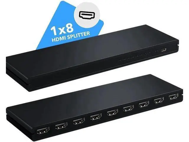 Alt view image 4 of 6 - 1 in 8 Out HDMI Splitter, 1x8 HDMI Audio Video Distributor Box Supports 4K@30Hz 3D Full HD for HDTV Projector STB DVD PS3, with USB Power Cable
