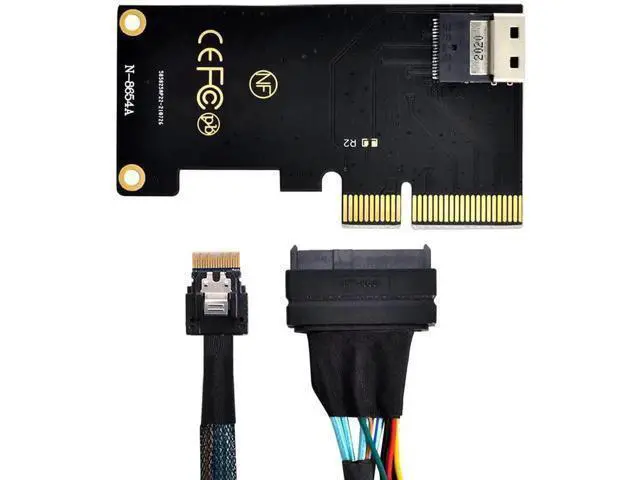 Alt view image 5 of 7 - PCIe 3.0 4.0 SFF-8654 Slimline SAS to SFF-8639 U.2 NVMe SSD Cable, Slimline SAS Adapter Cable for Motherboard U2 PCIe SSD Storage Connection