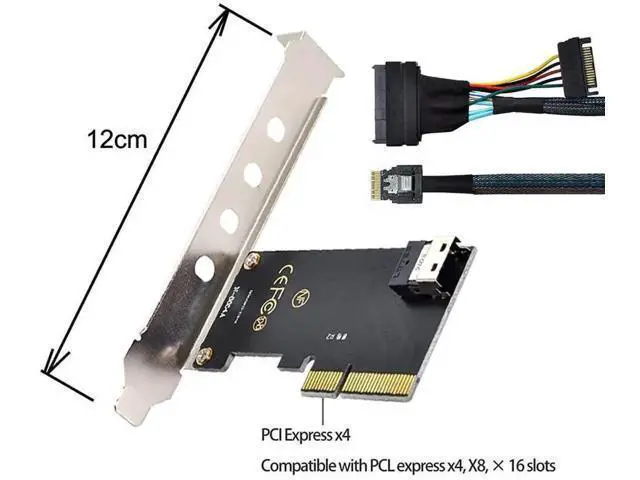 Alt view image 6 of 7 - PCIe 3.0 4.0 SFF-8654 Slimline SAS to SFF-8639 U.2 NVMe SSD Cable, Slimline SAS Adapter Cable for Motherboard U2 PCIe SSD Storage Connection