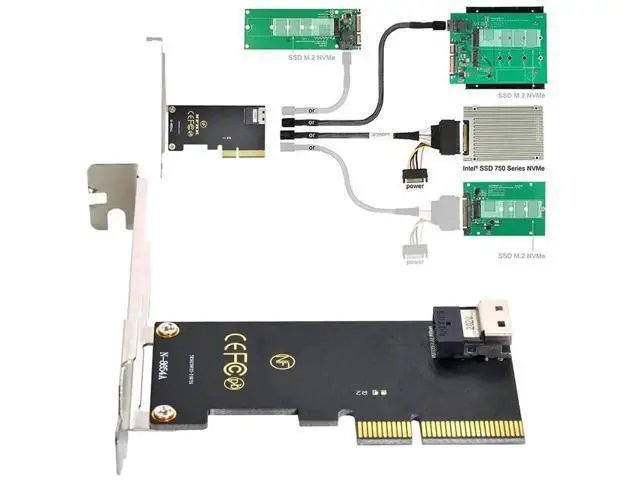 Alt view image 4 of 7 - PCIe 3.0 4.0 SFF-8654 Slimline SAS to SFF-8639 U.2 NVMe SSD Cable, Slimline SAS Adapter Cable for Motherboard U2 PCIe SSD Storage Connection