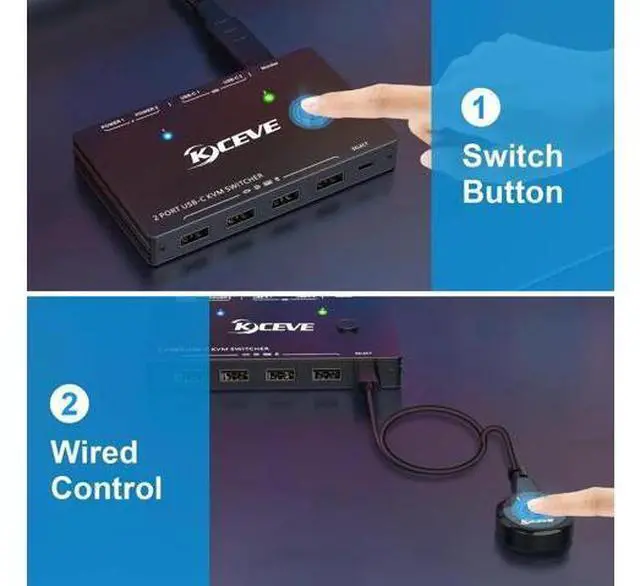Alt view image 6 of 6 - 2 Port USB-C KVM Switch 4K@60Hz, Type-C KVM Switcher with 87W PD Fast Charging for 2 Computers Share Monitor Keyboard Mouse
