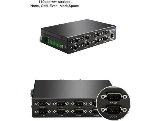 Alt view image 3 of 7 - 8-Port Serial to Ethernet Converter RS232 RS485 RS422 TCP/IP Device Server Modbus RTU to TCP Gateway