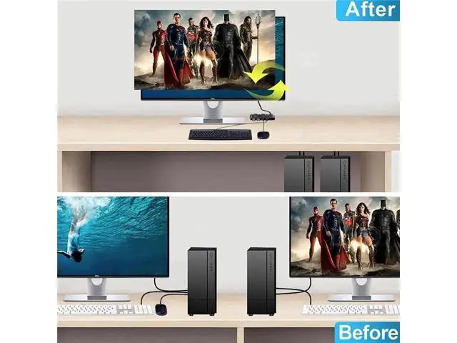 Alt view image 5 of 7 - 2023 Top 2-Port HDMI 2.1 KVM Switch 2X1, 8K@60Hz & 4K@120Hz, 2 PCs Share 1 Monitor, USB KVM Selector