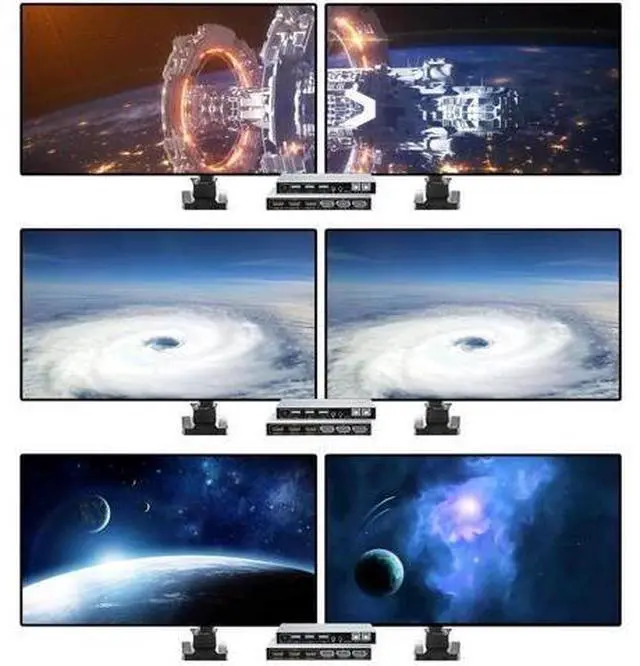 Alt view image 6 of 7 - Vszerda Dual Monitor KVM Switch 2 In 2 Out, Hybrid DP+HDMI Input & Output 4K@60Hz KVM Switcher for 2 Computers Share Two Monitors