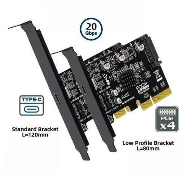 Main image of PCI-E X4 USB 3.2 Gen2 Type-C Expansion Card 20Gbps USB-C Adapter For Desktop Motherboard