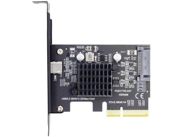 Alt view image 4 of 7 - PCI-E X4 USB 3.2 Gen2 Type-C Expansion Card 20Gbps USB-C Adapter For Desktop Motherboard