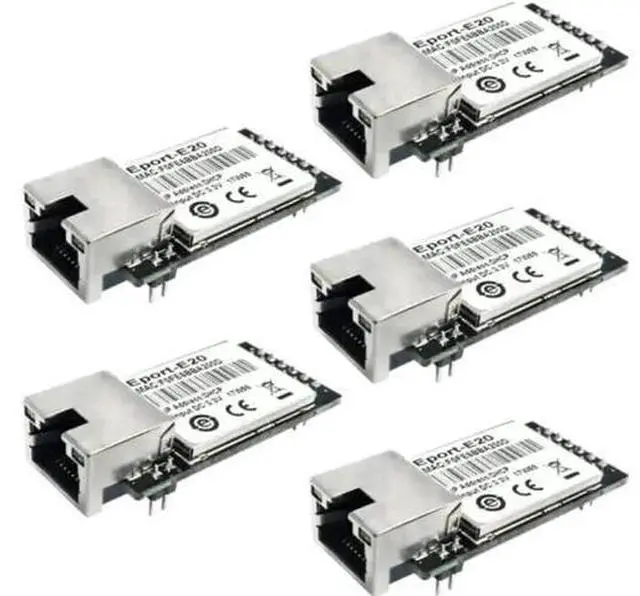 Main image of 5 Pack Eport-E20 TTL Serial to Ethernet Embedded Module, FreeRTOS TCP/IP Network Server Converter, 3.3V MCU Serial Module Supports DHCP & Telnet for Embedded IoT Projects