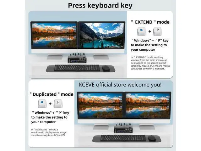 Alt view image 6 of 7 - 2x2 Dual Monitor DP+HDMI KVM Switch 8K@60Hz, USB 3.0 KVM Switcher for 2 PCs Share Dual Displays Keyboard Mouse
