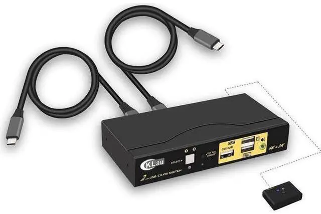 Main image of 2 Port USB-C KVM Switch 4K@60Hz with Audio, USB Type-C KVM Switcher for 2 PCs/Mac/Mobile Share Single Monitor Keyboard Mouse, Cross OS Compatible