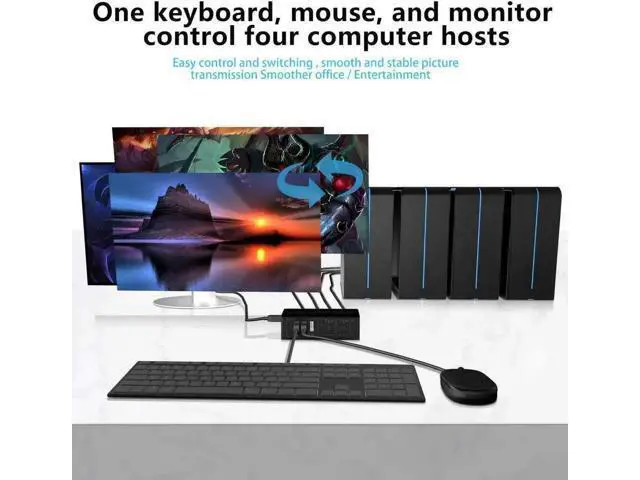 Alt view image 5 of 7 - 4-Port 4 In 1 Out HDMI KVM Switch, 4K@60Hz, 4 PCs Share One Monitor, Keyboard & Mouse, Compatible with Laptop, PC, PS4, Xbox, HDTV