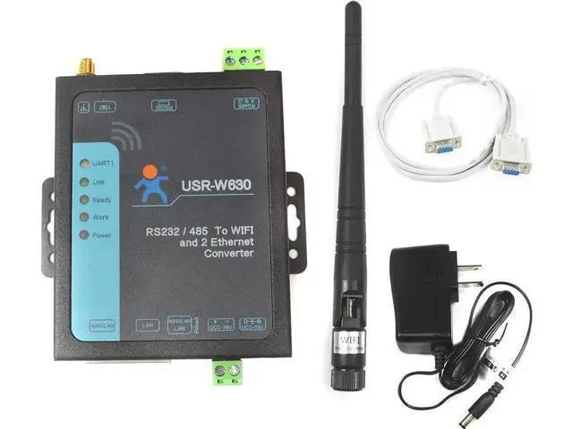 Alt view image 4 of 5 - W630 Industrial Serial to WiFi Ethernet Converter RS232 RS485 Dual LAN Port Modbus RTU Gateway
