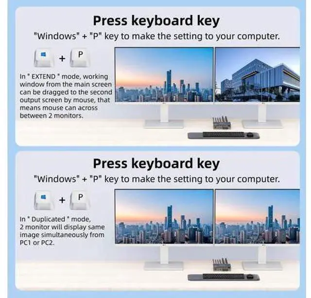 Alt view image 2 of 7 - 2 Port Dual Monitor USB-C & HDMI KVM Switch 4K@60Hz, USB 3.0 Type-C KVM Switcher for 2 PCs Share Dual Displays, Keyboard & Mouse