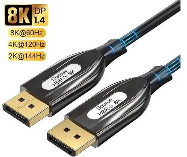 Main image of 8K DP 1.4 Fiber Optic Cable 65Feet/20m, 8K Displayport 1.4 Cable, Heavy Duty Cord, Oxygen-Free Copper, 32.4Gbps Ultra High Speed, 8K@60Hz, 4K@144Hz, 2K@240Hz, Support HBR3, DSC 1.2, HDR10
