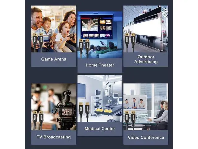 Alt view image 5 of 7 - 8K DP 1.4 Fiber Optic Cable 65Feet/20m, 8K Displayport 1.4 Cable, Heavy Duty Cord, Oxygen-Free Copper, 32.4Gbps Ultra High Speed, 8K@60Hz, 4K@144Hz, 2K@240Hz, Support HBR3, DSC 1.2, HDR10