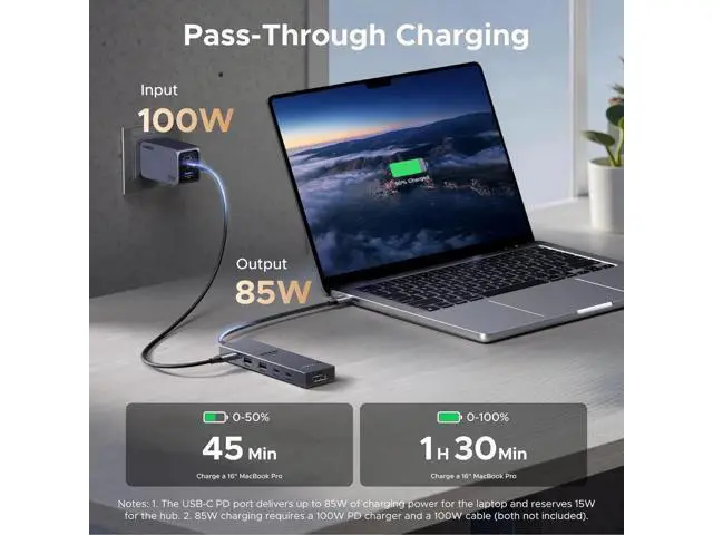 Alt view image 2 of 7 - UGREEN Revodok Pro 6-in-1 USB-C Multiport Hub, Type-C Dock with 4K@60Hz DisplayPort, 100W PD Pass-Through, 10Gbps USB-A & USB-C 3.2 Gen2 Data Ports, Compatible with MacBook Pro/Air, iPad Pro, ThinkPad