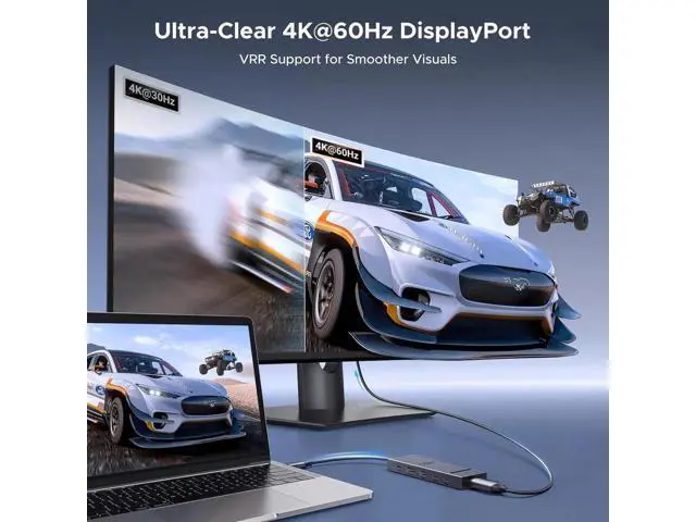 Alt view image 7 of 7 - UGREEN Revodok Pro 6-in-1 USB-C Multiport Hub, Type-C Dock with 4K@60Hz DisplayPort, 100W PD Pass-Through, 10Gbps USB-A & USB-C 3.2 Gen2 Data Ports, Compatible with MacBook Pro/Air, iPad Pro, ThinkPad