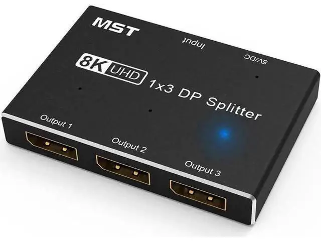 Alt view image 4 of 7 - DP 1.4 1 In 3 Out MST SST Splitter Converter, 3-Port Ultra HD DisplayPort Distributor Support 8K@30Hz 4K@120Hz for Multi-Source Multi-Display Expansion