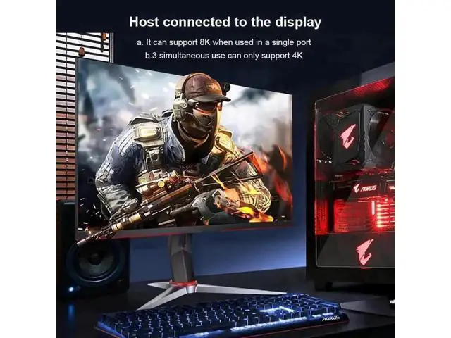 Alt view image 7 of 7 - DP 1.4 1 In 3 Out MST SST Splitter Converter, 3-Port Ultra HD DisplayPort Distributor Support 8K@30Hz 4K@120Hz for Multi-Source Multi-Display Expansion