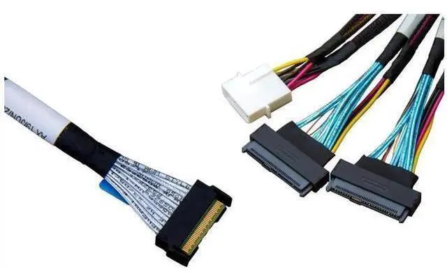Main image of PCIe 5.0 MCIO Mini Cooledge IO Cable, 74Pin x8 to Dual 68Pin Splitter Cable with Power, 80cm Server Storage Cable