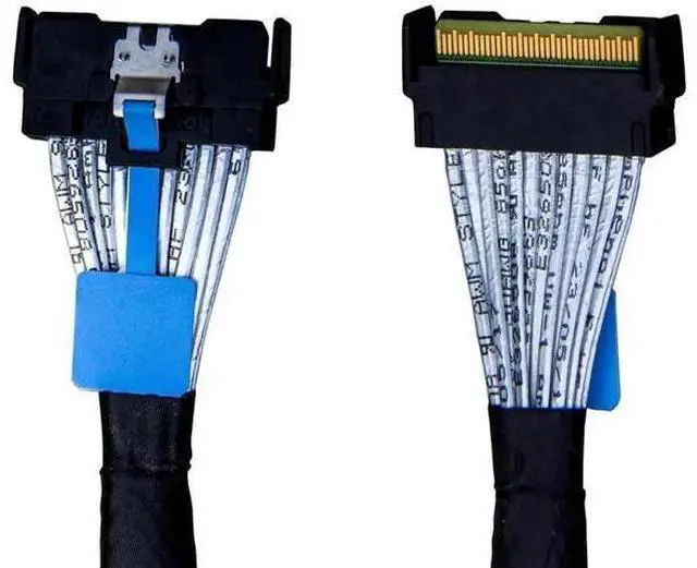 Alt view image 4 of 4 - PCIe 5.0 MCIO Mini Cooledge IO Cable, 74Pin x8 to Dual 68Pin Splitter Cable with Power, 80cm Server Storage Cable