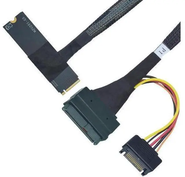 Main image of PCIe 5.0 M.2 NVMe to SFF-8639 U.2 Adapter Cable with 15Pin SATA Power, Bottom Side Exit Design, 1.6FT / 50CM M.2 to U.2 SSD Converter Cord
