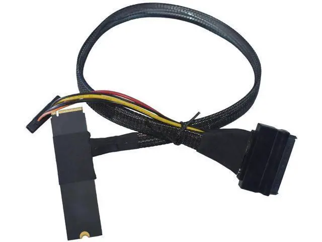 Alt view image 3 of 4 - PCIe 5.0 M.2 NVMe to SFF-8639 U.2 Adapter Cable with 15Pin SATA Power, Bottom Side Exit Design, 1.6FT / 50CM M.2 to U.2 SSD Converter Cord