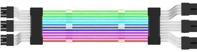 Alt view image 4 of 6 - 10.43 Inches ARGB 3x PCIe 8Pin GPU Power Extension Cable, 5V 3Pin Addressable RGB Sync Cord