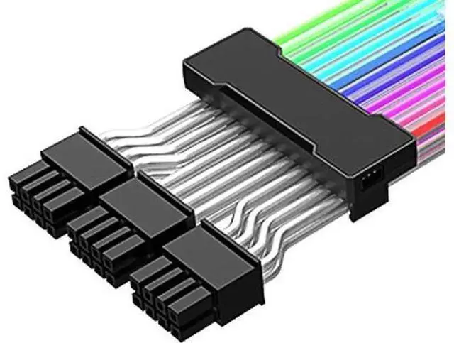 Alt view image 6 of 6 - 10.43 Inches ARGB 3x PCIe 8Pin GPU Power Extension Cable, 5V 3Pin Addressable RGB Sync Cord