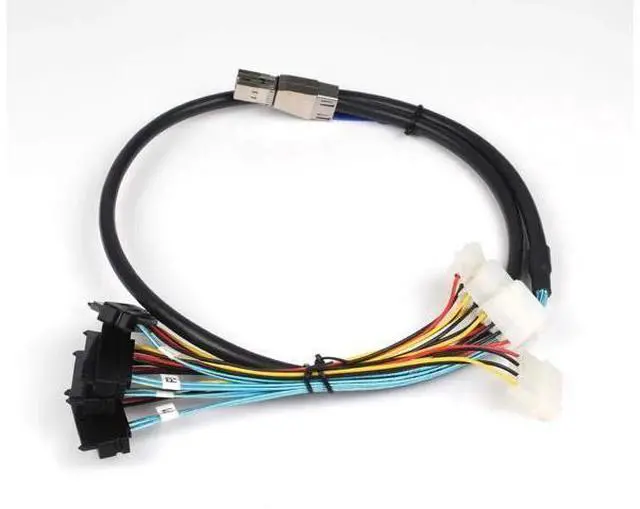 Alt view image 3 of 6 - 2PCS 3.3FT Internal HD Mini SAS SFF-8644 to 4 SFF-8482 Cable with IDE Power Cord, Internal SAS Storage Cable for Server RAID Card Hard Drive Expansion