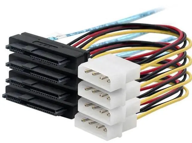 Alt view image 4 of 6 - 2PCS 3.3FT Internal HD Mini SAS SFF-8644 to 4 SFF-8482 Cable with IDE Power Cord, Internal SAS Storage Cable for Server RAID Card Hard Drive Expansion