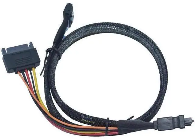 Alt view image 2 of 5 - PCIe 5.0 MCIO x4 to U.2 SFF-8639 NVMe SSD Converter Cable with 15Pin SATA Power, 3.3ft/100cm Storage Cord for Server Workstation NAS RAID Array