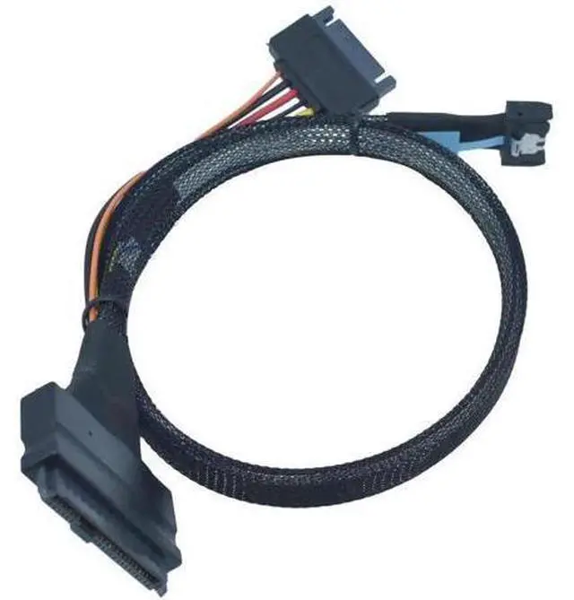 Alt view image 3 of 5 - PCIe 5.0 MCIO x4 to U.2 SFF-8639 NVMe SSD Converter Cable with 15Pin SATA Power, 3.3ft/100cm Storage Cord for Server Workstation NAS RAID Array