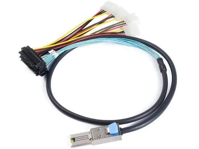 Alt view image 3 of 6 - 2 Pack SFF-8088 26Pin to 4×SFF-8482 29Pin Mini SAS Breakout Cable 1M(3.3FT), External Mini SAS Cable with Integrated Power for SAS SATA HDD SSD RAID Storage Servers