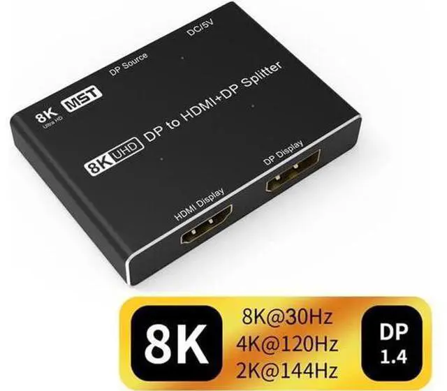 Main image of DP 1.4 MST Hybrid Splitter Hub, DP Input to DP+HDMI Mixed Output Multi Screen Adapter, 4K@120Hz HDMI Output, Only for Windows PCs with MST-Supported Graphics Cards