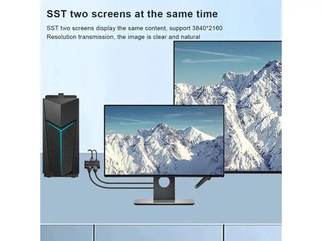 Alt view image 5 of 7 - DP 1.4 MST Hybrid Splitter Hub, DP Input to DP+HDMI Mixed Output Multi Screen Adapter, 4K@120Hz HDMI Output, Only for Windows PCs with MST-Supported Graphics Cards